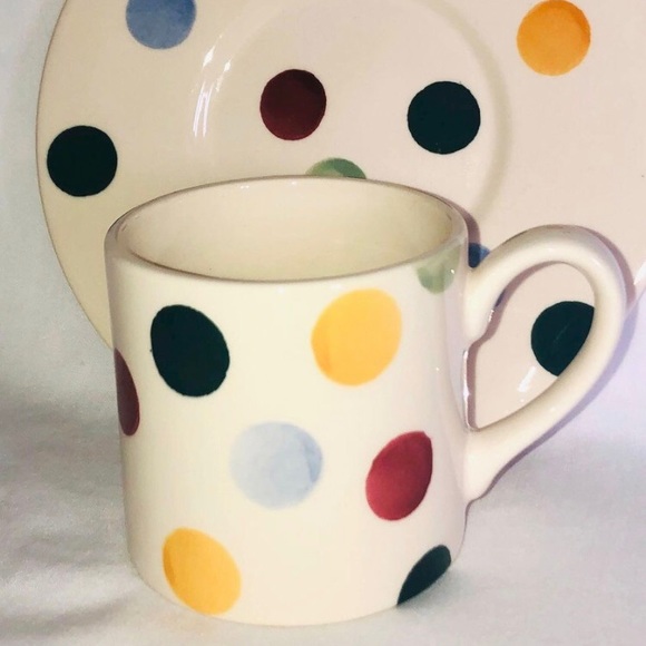 Emma Bridgewater Polka Dot Rare Espresso Cup Saucer Demitasse 25 Yr Anniversary - Picture 2 of 5